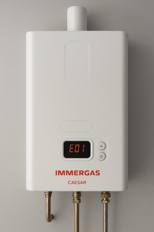 Scaldabagno Immergas Caesar con codice errore visualizzato sul display