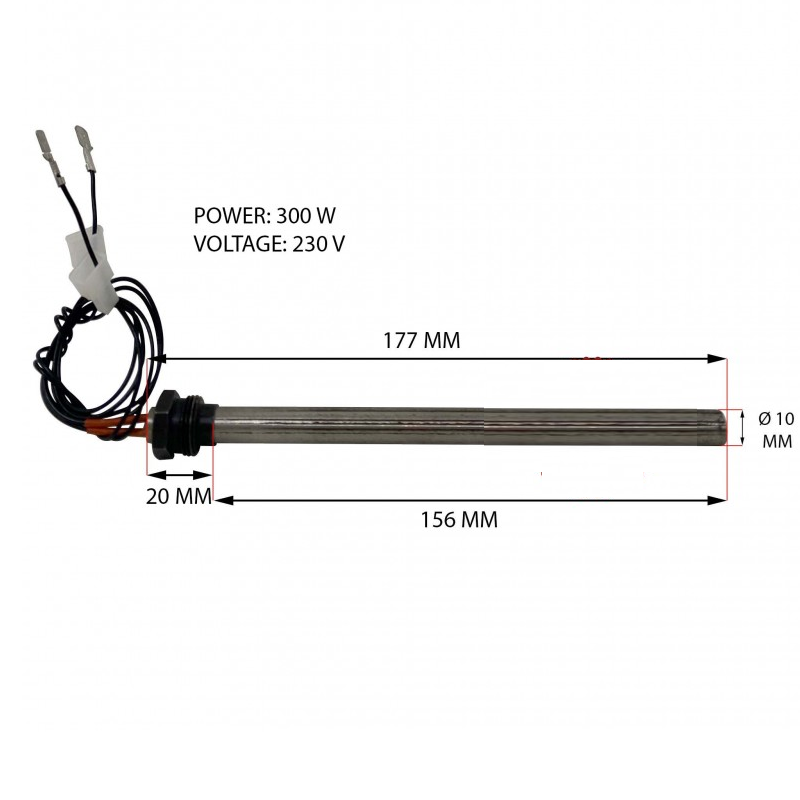 Candeletta 156 mm voltaggio 230 V diametro 10 mm