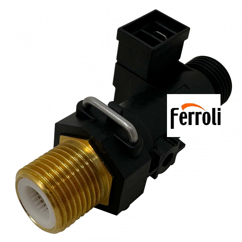 flussostato nero con attacco ottone