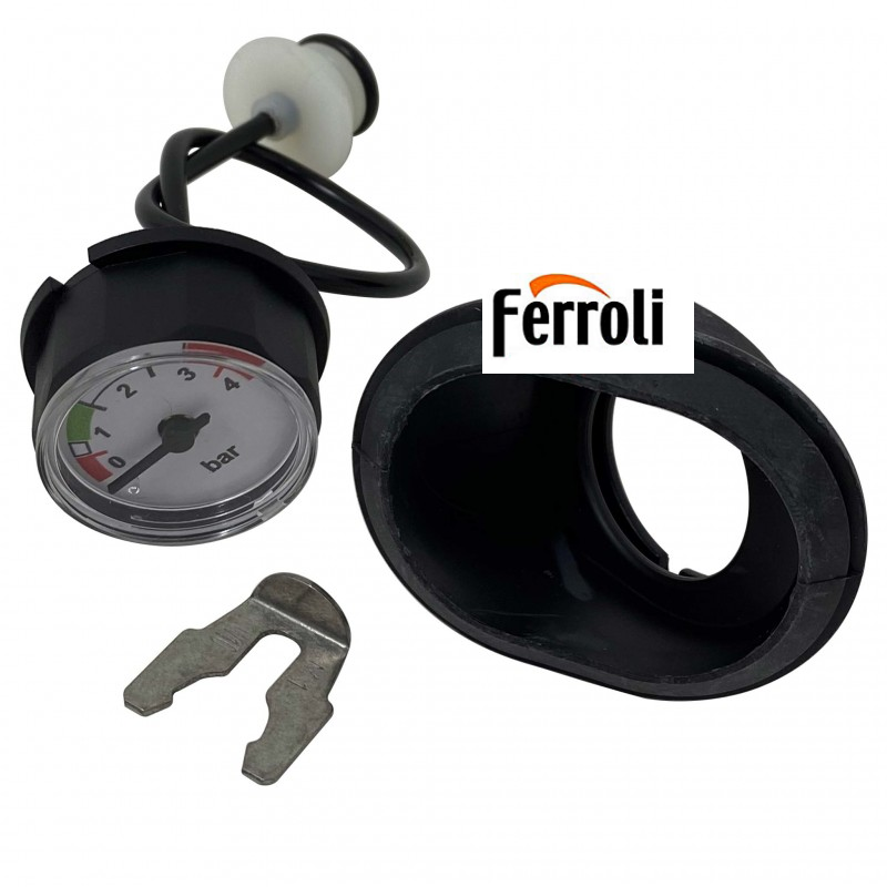 manometro nero con steffa 0 - 4 bar diametro 27 mm ferroli 3980H910