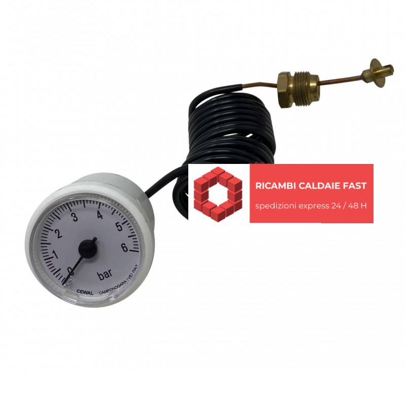 idrometro grigio con cavo diametro di 37 mm e pressione 0-6 bar