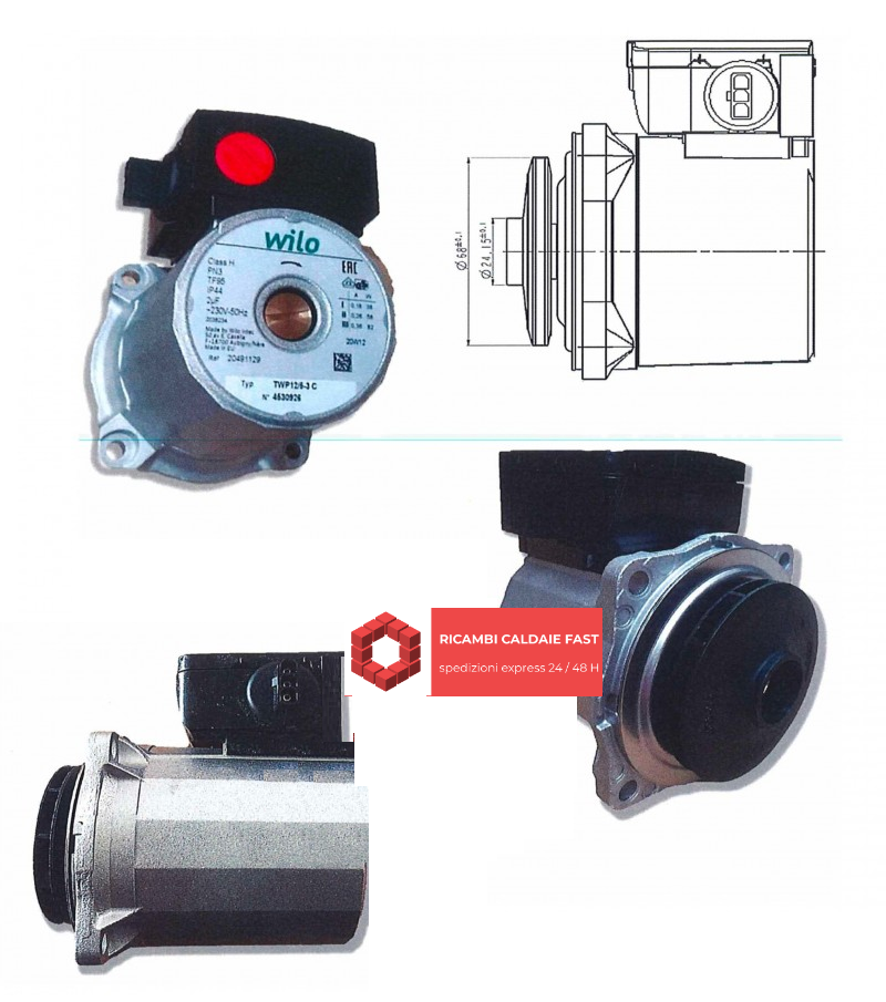 Pompa per caldaie e impianti WILO TWP12/5-3 C, 3 velocità