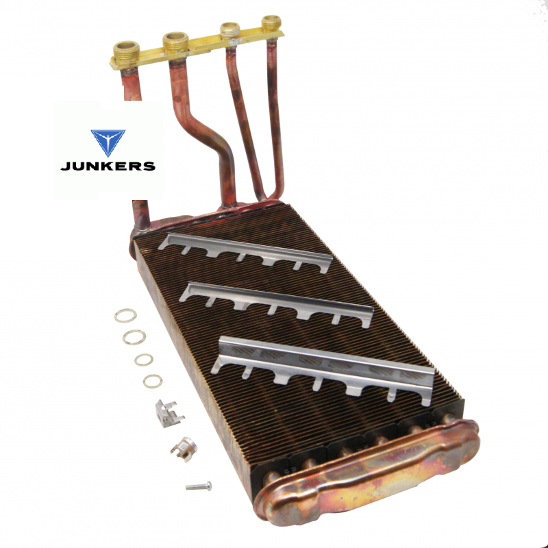 scambiatore in rame ed acciaio con tubi per caldaia Junkers