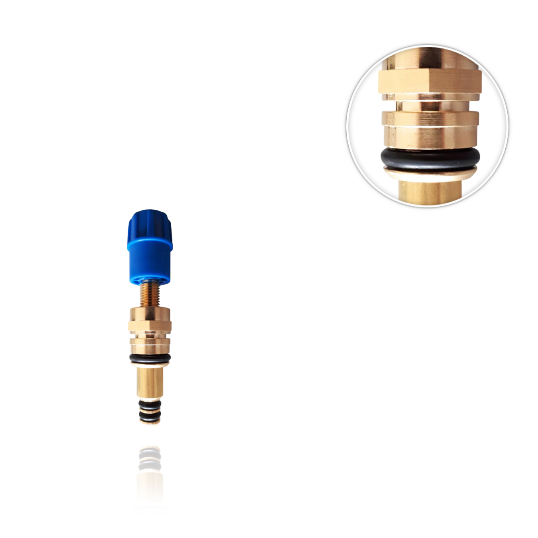 rubinetto ottone con guarnizione e manopola blu