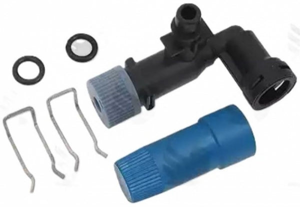 rubinetto nero e blu con clips e 2 guarnizioni