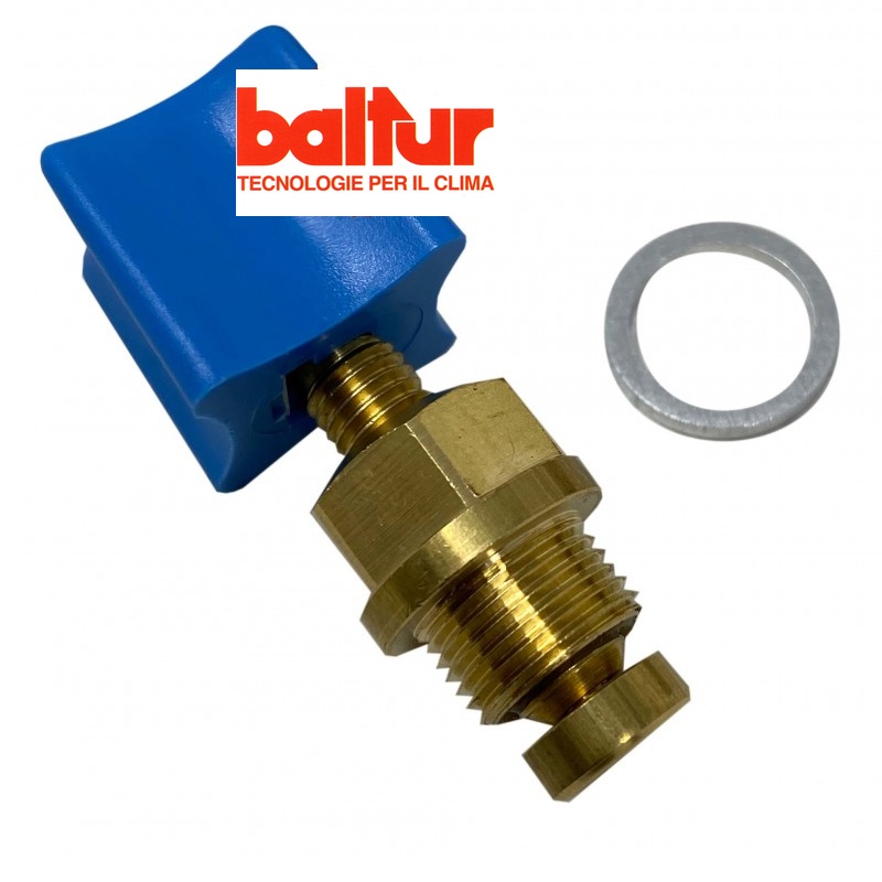 rubinetto ottone con manopola blu e guarnizione