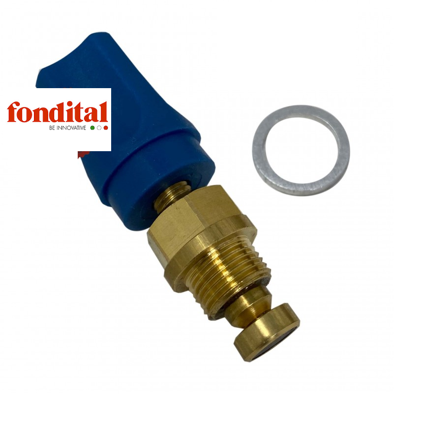 rubinetto ottone con manopola blu e guarnizione