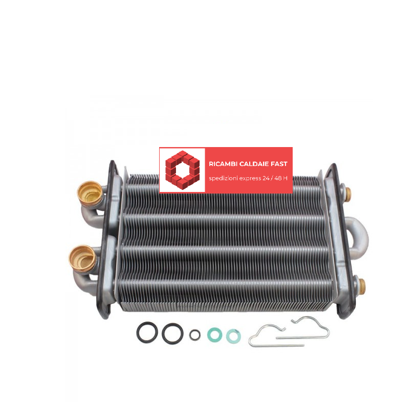 scambiatore bitermico con 4 tubi clips e guarnizioni