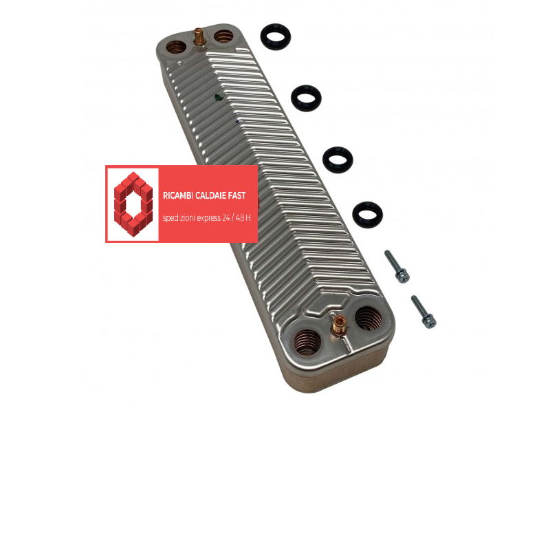 scambiatore a piastre grigio con guarnizioni e viti di fissaggio