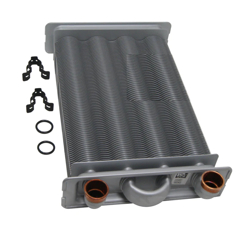 scambiatore grigio con guarnizioni e clips
