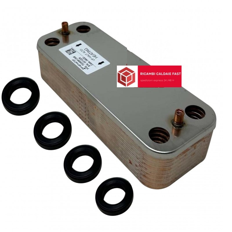 Scambiatore secondario 16 piastre con 4 guarnizioni caldaia Ferroli 3980001440