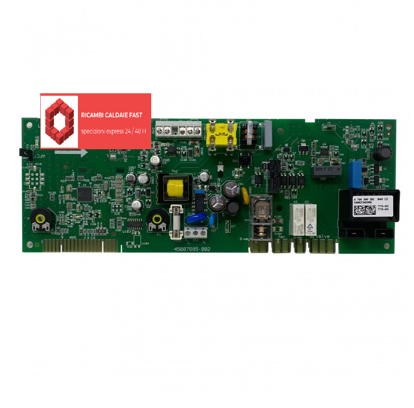 Scheda elettronica Honeywell S4962CM2069 per caldaia Elm Leblanc, modulo di controllo accensione e sicurezza, compatibile con modelli Axelia B GLM 24-2 E-H e GVM 24-2 E-H, codice 87083002920 ex 8708300182, con connettori rapidi per installazione su caldaie murali a gas.