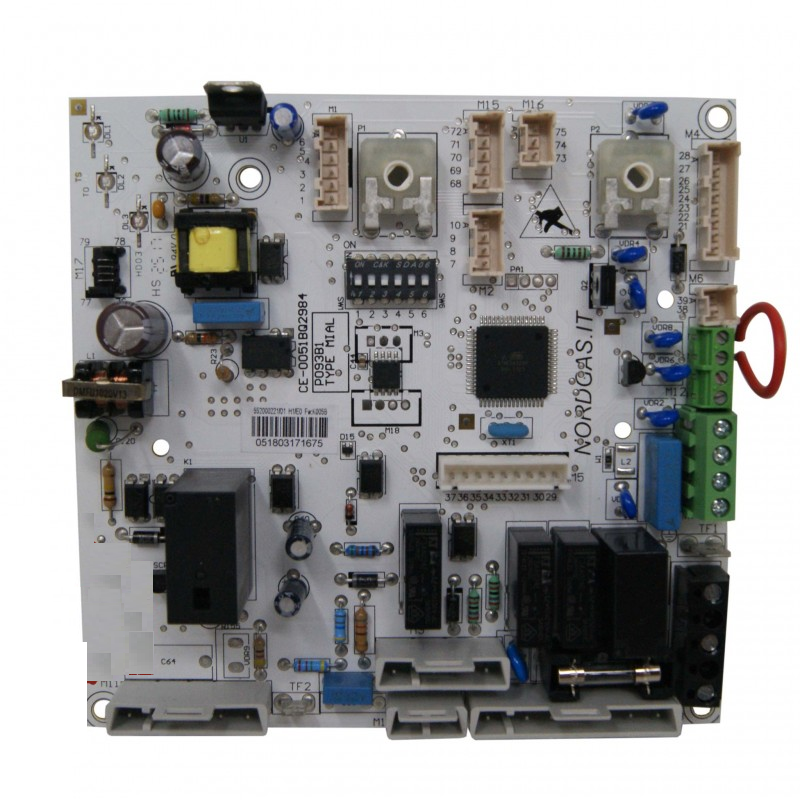 scheda avorio con cablaggi e rele