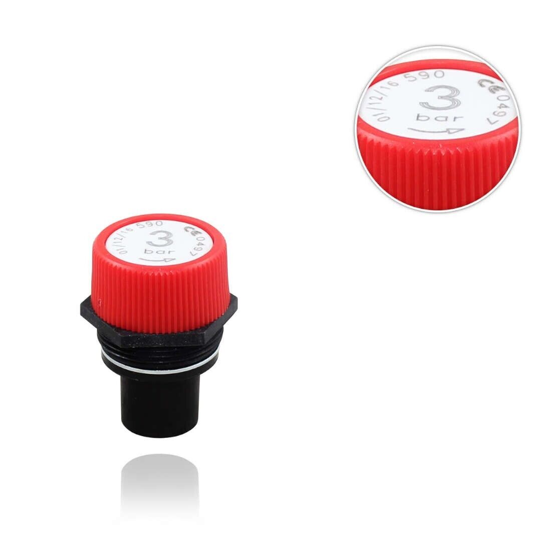 testa valvola sicurezza 3 bar nera e rossa