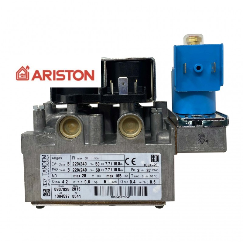Valvola gas SIT 837 Tandem 0837025 per caldaie Ariston cod. 573457