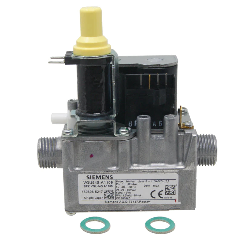 valvola gas grigia con 2 guarnizioni