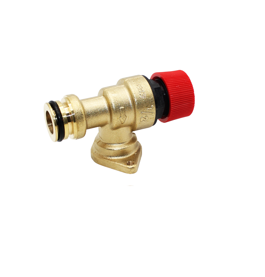 valvola ottone con manopola rossa