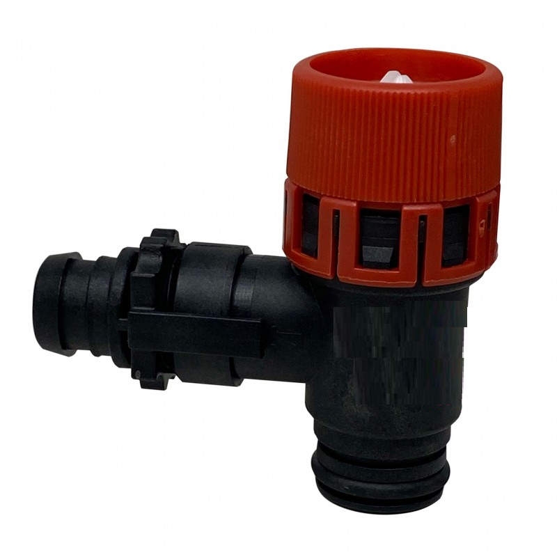 valvola sicurezza innesto nera con scarico e manopola rossa