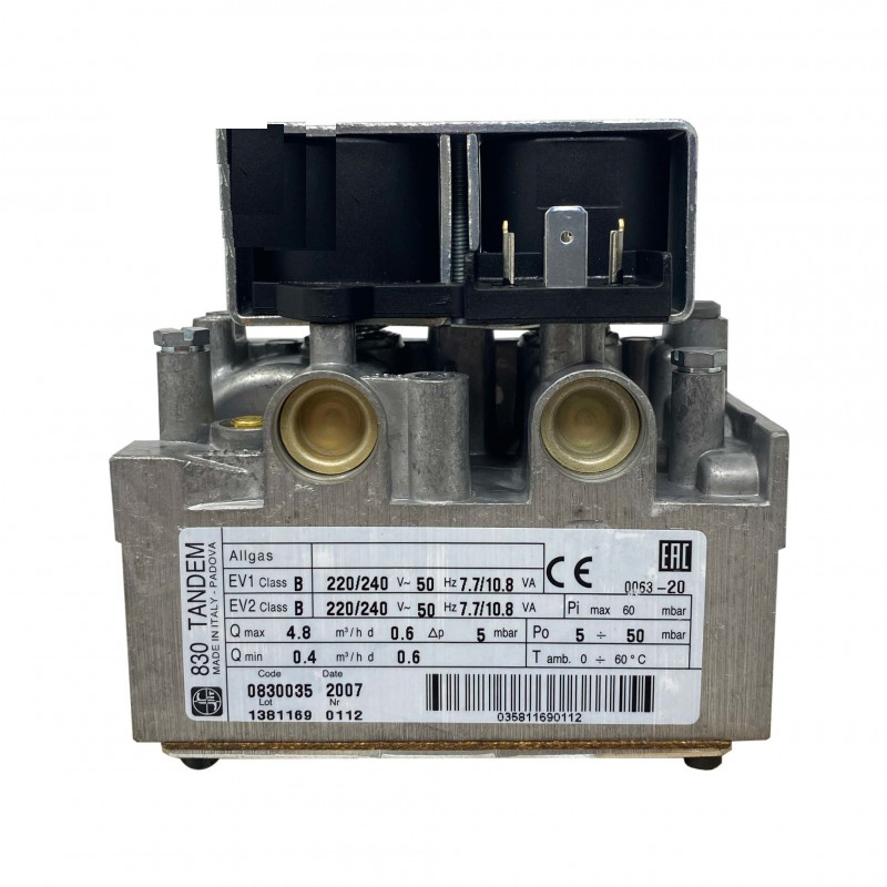 Tandem 830 EV1 Class B Voltaggio : 220/240 V Frequenza 50 Hz 7.7/10.8 Va EV2 Class B Voltaggio : 220/240 V Frequenza : 50 Hz 7.7/10.8 Va Pi max 60 mbar Q max 4.8 Q min 0.4