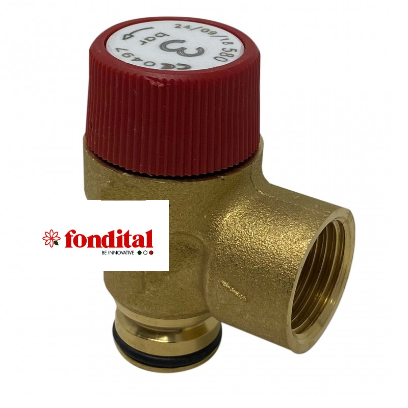 valvola ottone con manopola rossa