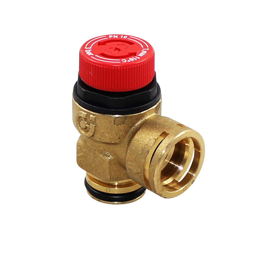 valvola sicurezza ottone con manopola rossa