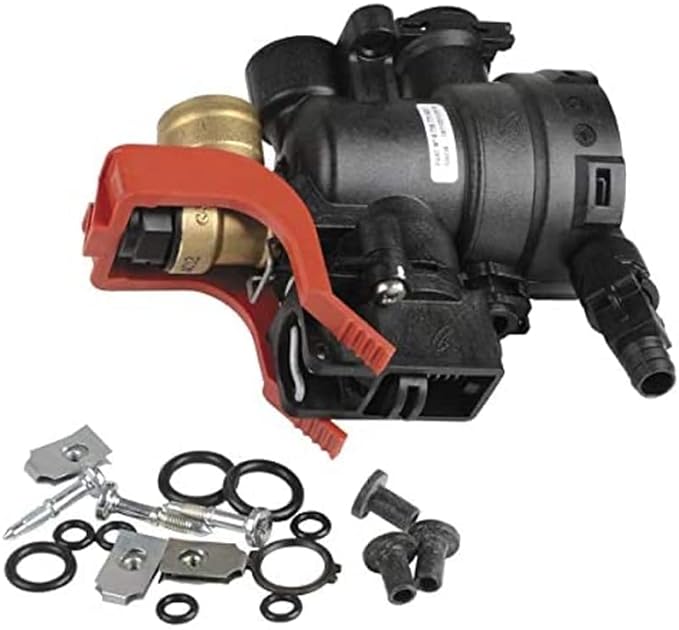 valvola 3 vie nera con viti e guarnizioni