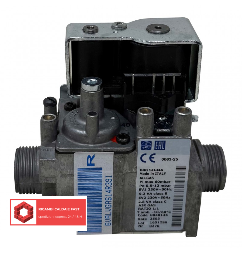 Valvola gas SIT 848135 per stufa Fondital Gazelle Evo 3000 5000 7000 codice 6VALVGAS14