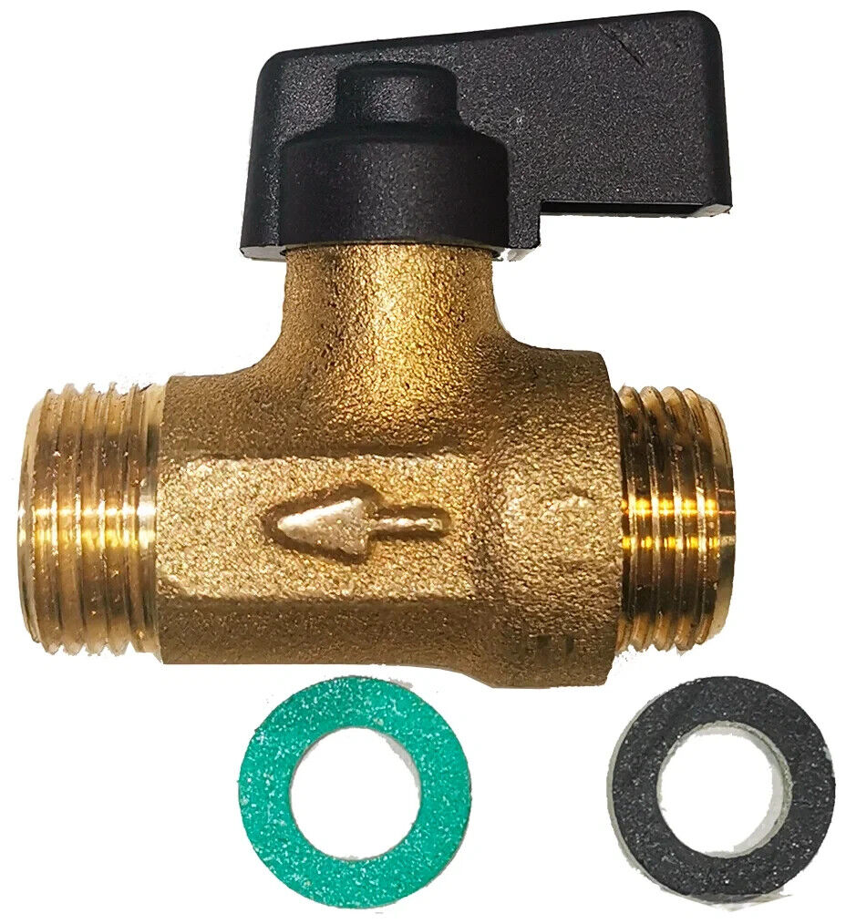 rubinetto 2 vie con manopola nera e guarnizioni