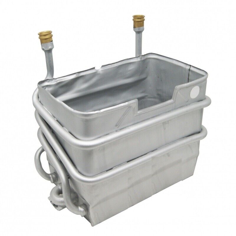 scambiatore in acciaio e rame verniciato grigio con attacchi lunghi e rapidi