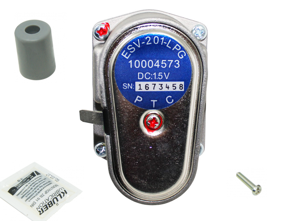 servovalvola rettangolare grigia e blu con viti lubrificante