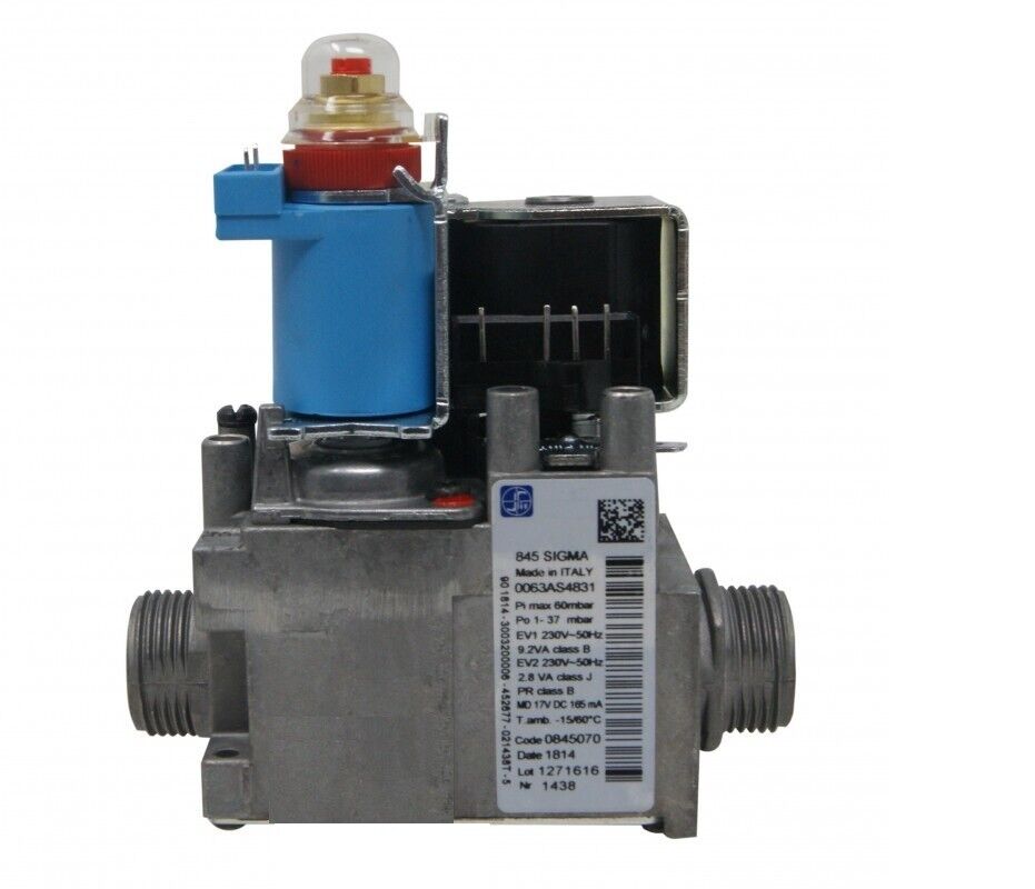 valvola grigia con inserti azzurri e neri e attacchi laterali