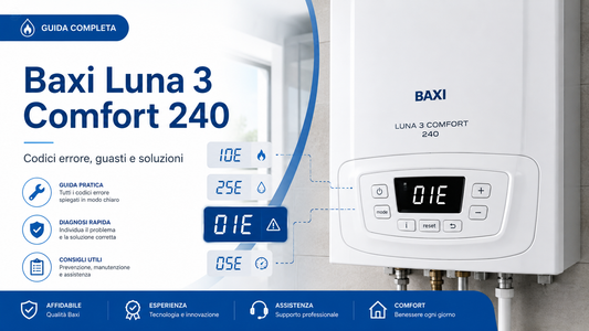 Baxi Luna 3 Comfort 240 con codici errore 01E, 10E, 25E e guida a guasti e soluzioni