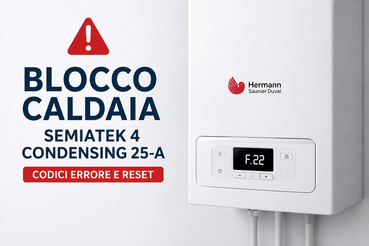 Blocco caldaia SemiaTek 4 Condensing 25-A con codice errore F.22 e reset