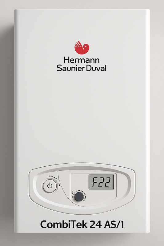 Caldaia Hermann Saunier Duval CombiTek 24 AS/1 con errore F22 sul display digitale
