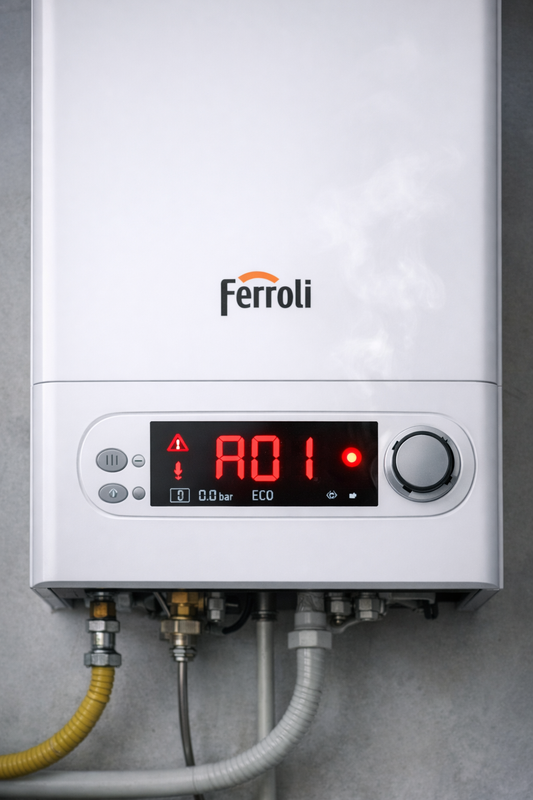 Caldaia Ferroli Divacondens D Plus F24 in blocco con codice errore sul display
