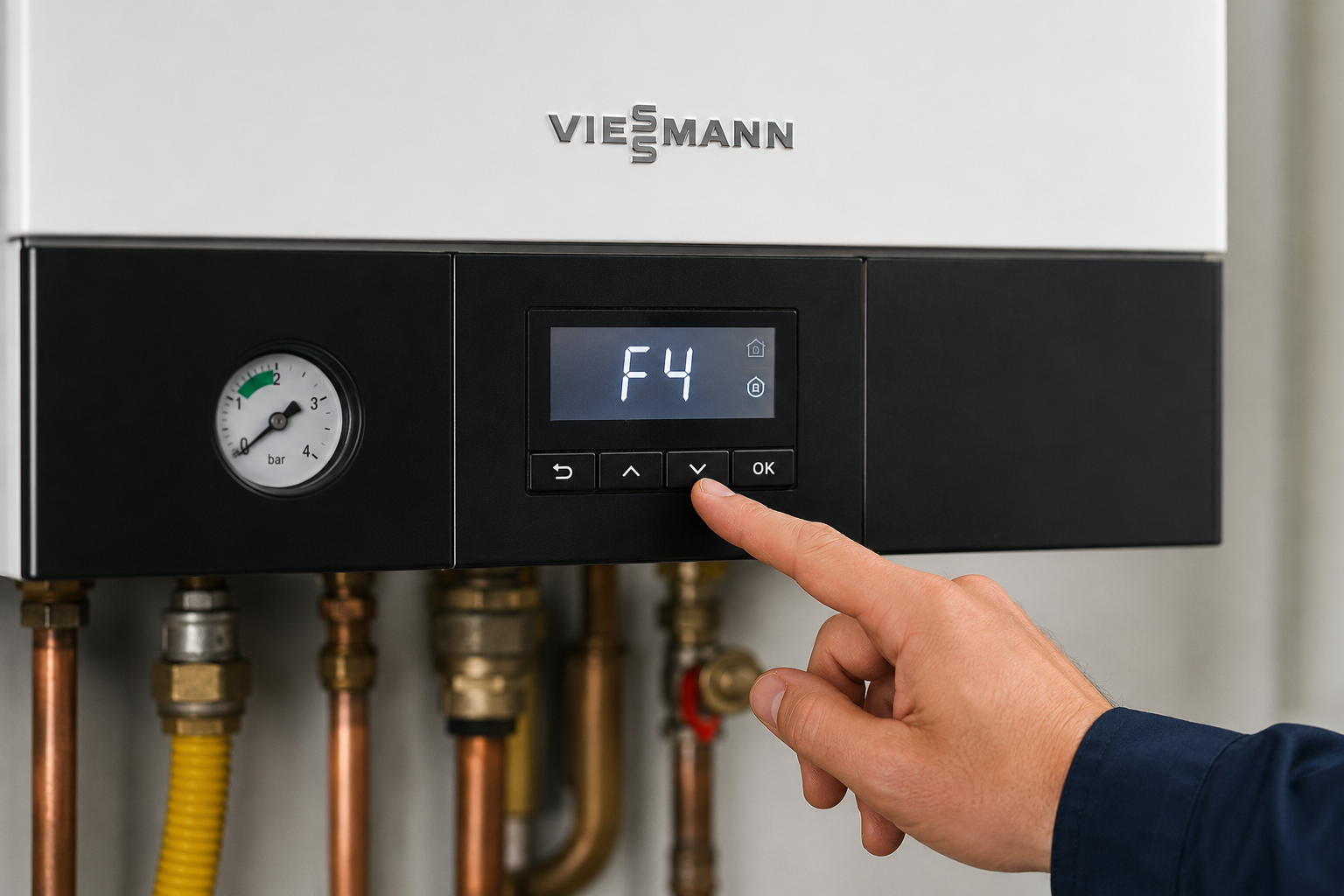 Display caldaia Viessmann con codice errore.