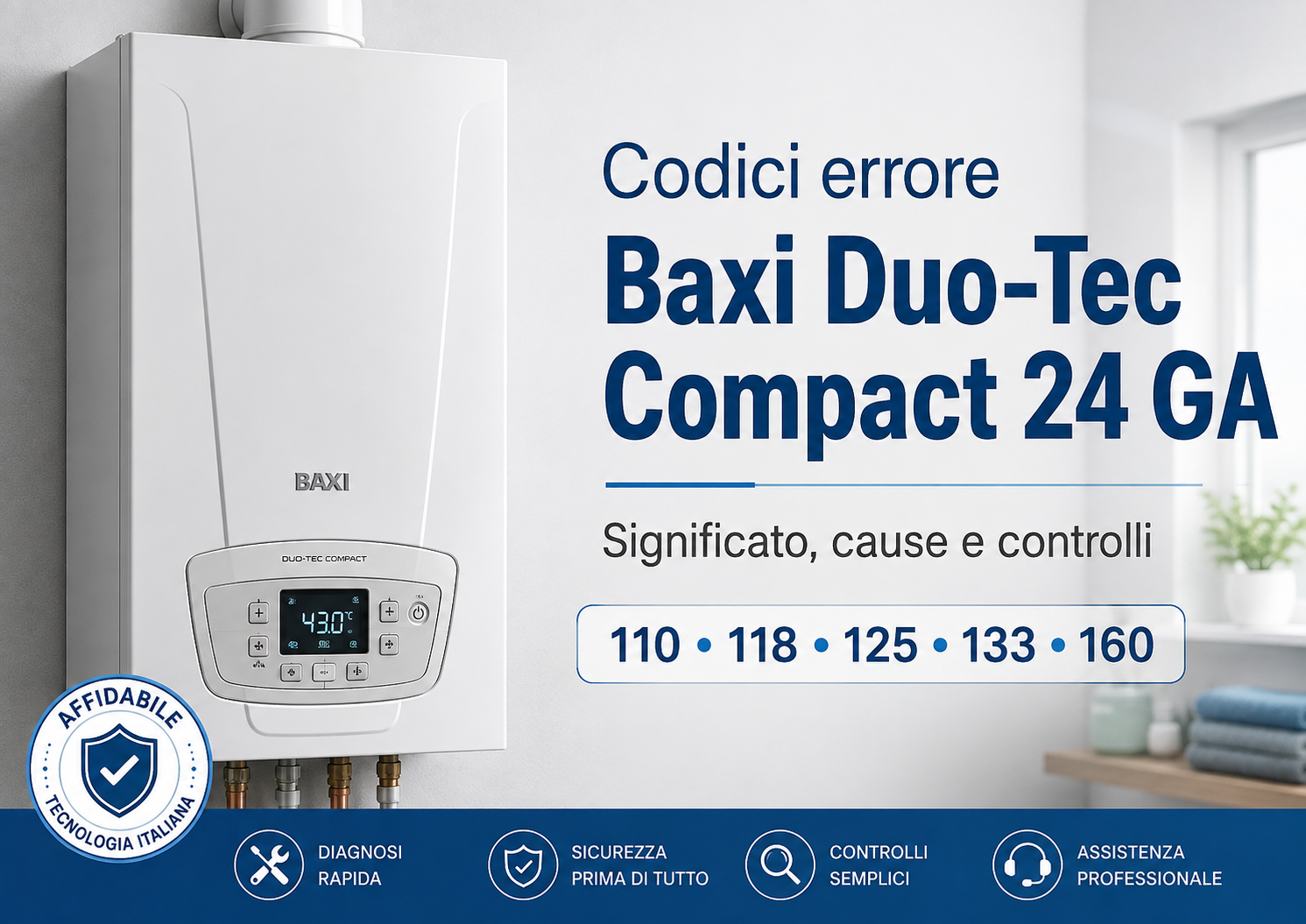 Codici errore Baxi Duo-Tec Compact 24 GA con significato, cause e controlli