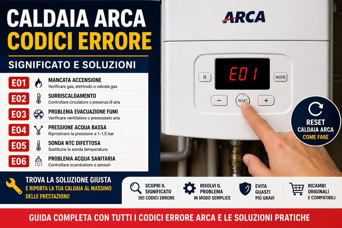 Codici errore caldaia Arca E01 E02 E03 E04 soluzioni e reset
