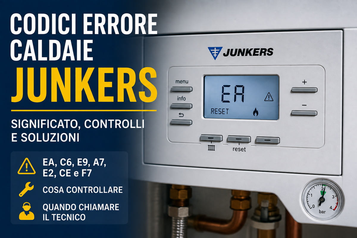 Codici errore caldaia Junkers: EA, C6, E9, A7, E2 e CE