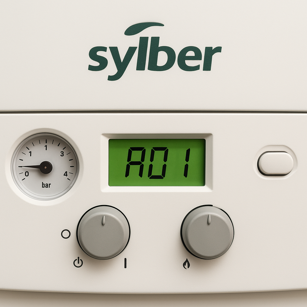 Display caldaia Sylber con codice errore A01 attivo
