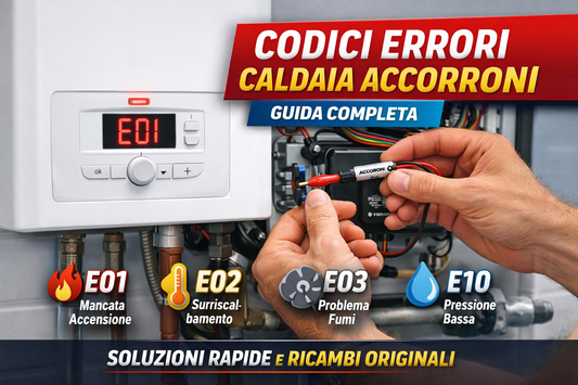 Display caldaia Accorroni con errore E01 e guida completa ai codici errore e soluzioni