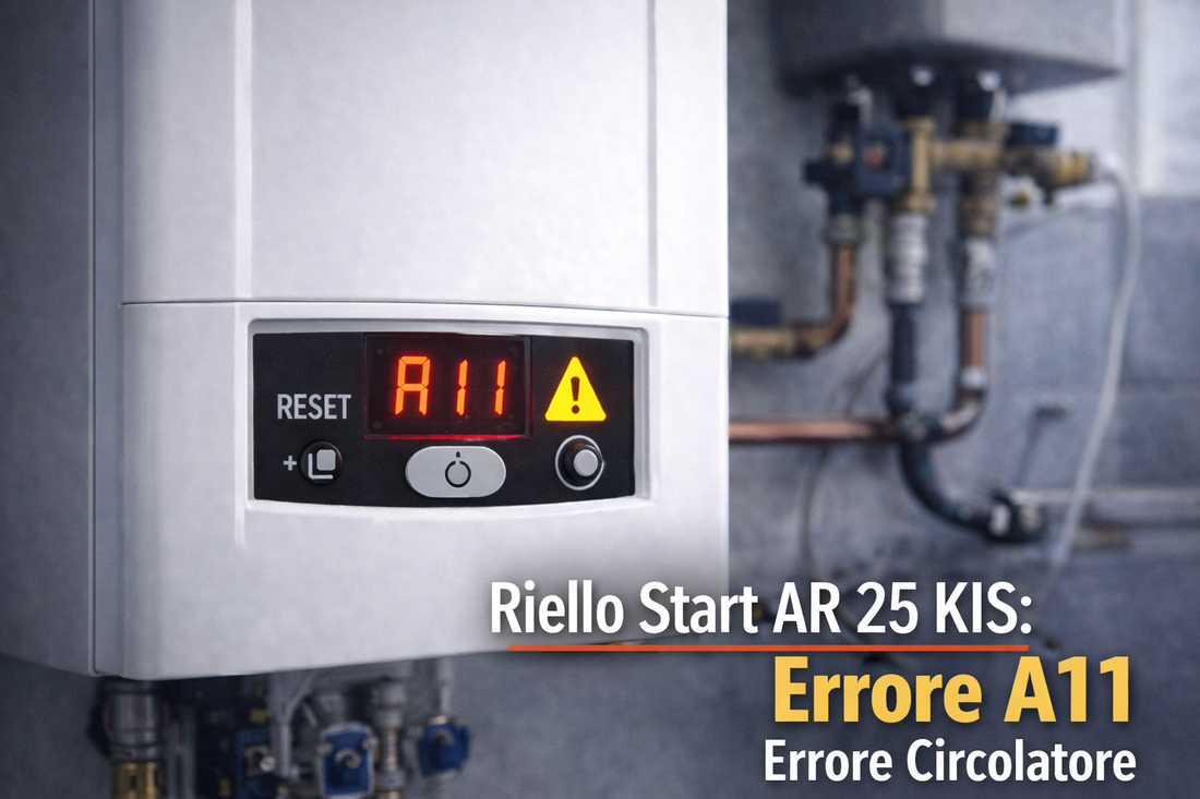 Caldaia Riello Start AR 25 KIS con errore A11 circolatore visualizzato sul display