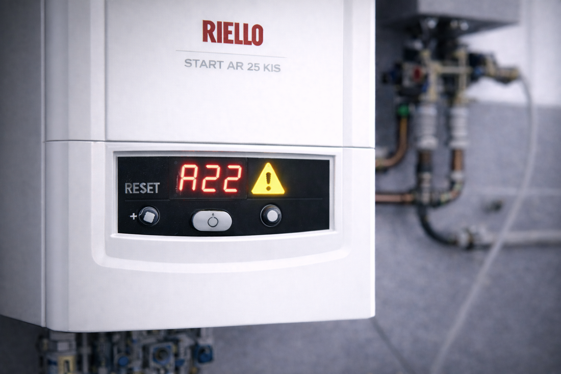 Caldaia Riello Start AR 25 KIS con errore A22 valvola deviatrice visualizzato sul display