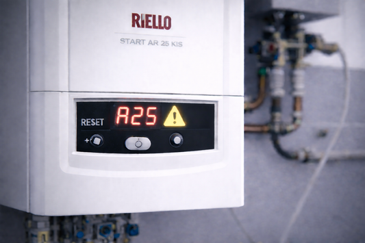 Caldaia Riello Start AR 25 KIS con errore A25 alimentazione elettrica visualizzato sul display