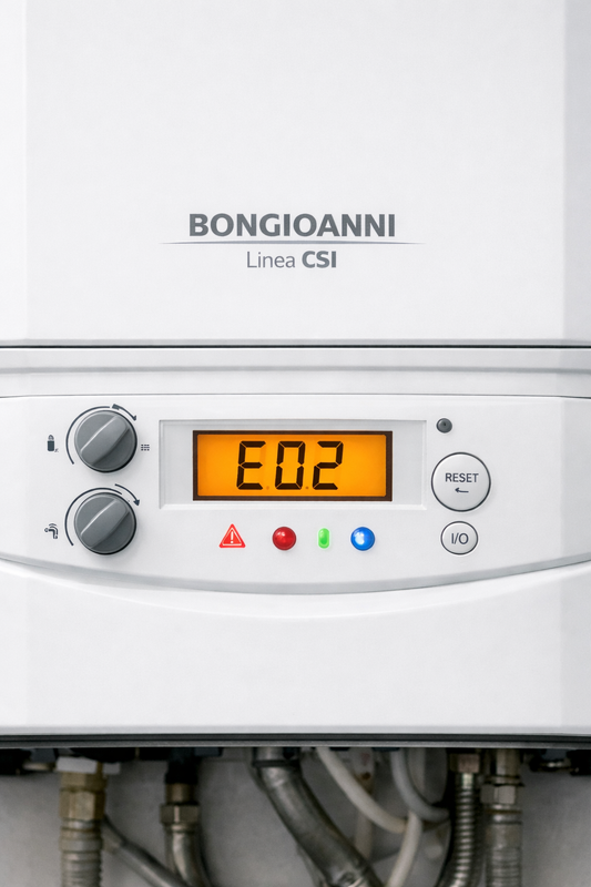 Caldaia BONGIOANNI Linea CSI con errore E02 per sovratemperatura