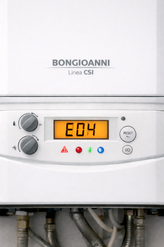 Caldaia BONGIOANNI Linea CSI con errore E04 e blocco di sicurezza