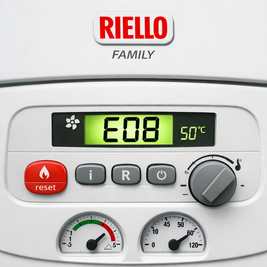 Errore E08 caldaia Riello Family anomalia ventilatore sul display