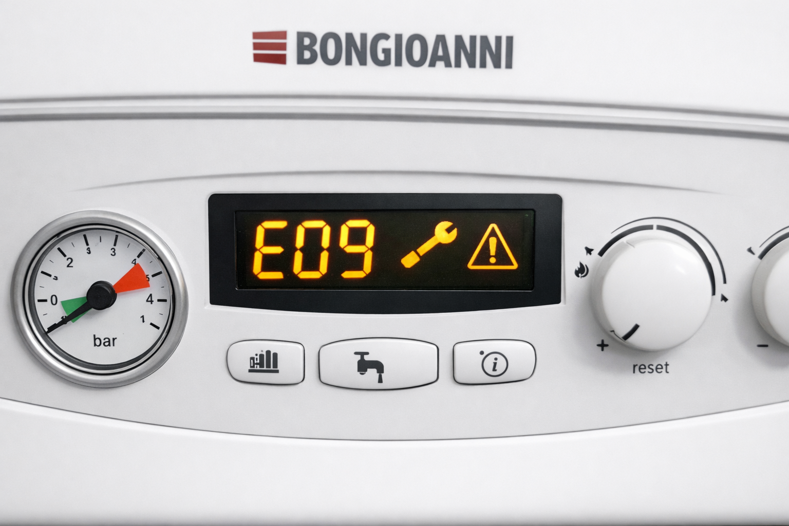Errore E09 caldaia Bongioanni Linea CSI display