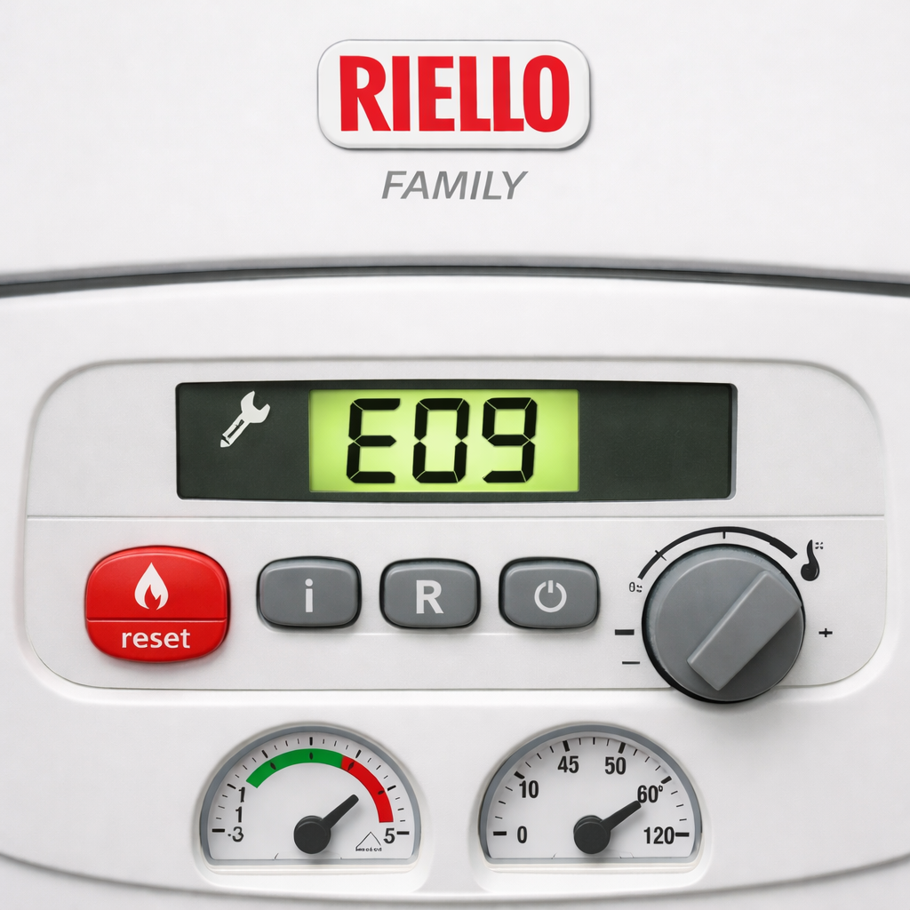 Errore E09 sul display della caldaia Riello Family problema scheda elettronica