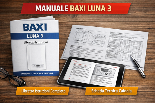 Immagine del manuale e libretto istruzioni della caldaia Baxi Luna 3 con scheda tecnica e guida completa.